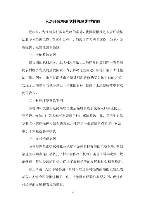 人居环境整治乡村治理典型案例