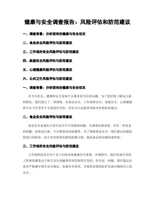 健康与安全调查报告：风险评估和防范建议