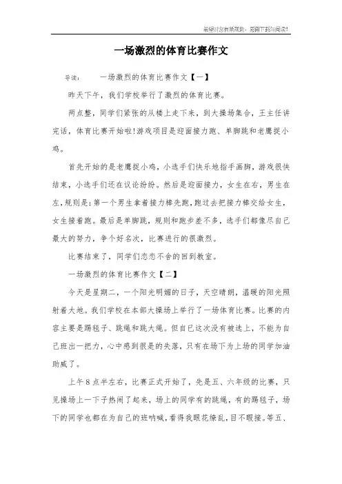 一场激烈的体育比赛作文