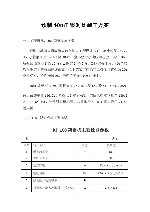 40米T梁制架梁比较方案