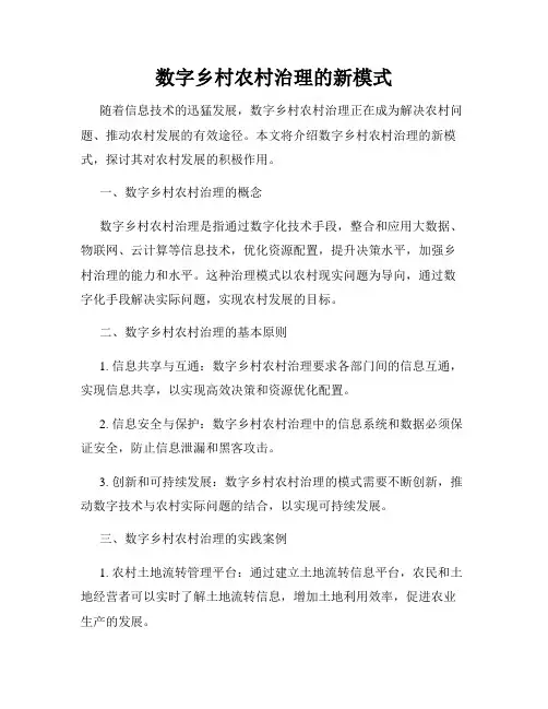 数字乡村农村治理的新模式