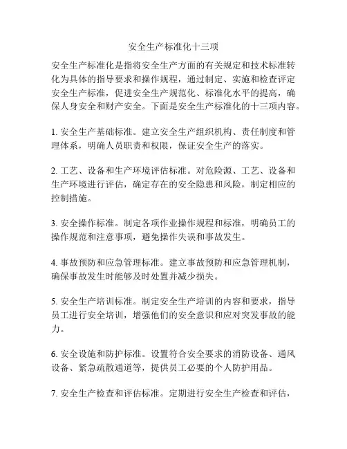 安全生产标准化十三项