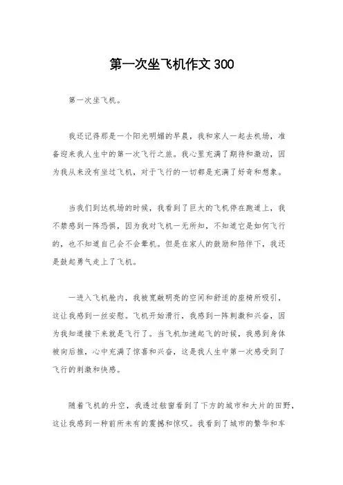 第一次坐飞机作文300