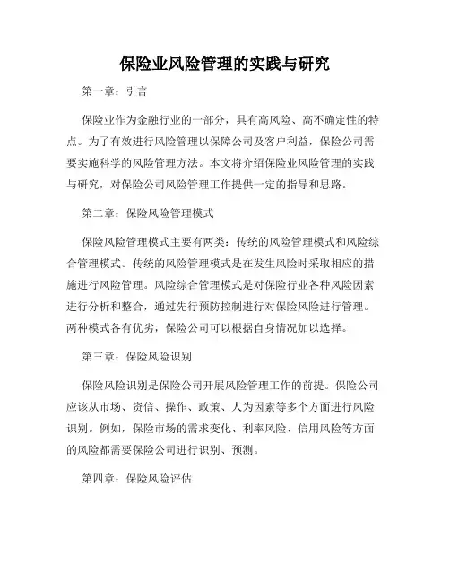 保险业风险管理的实践与研究