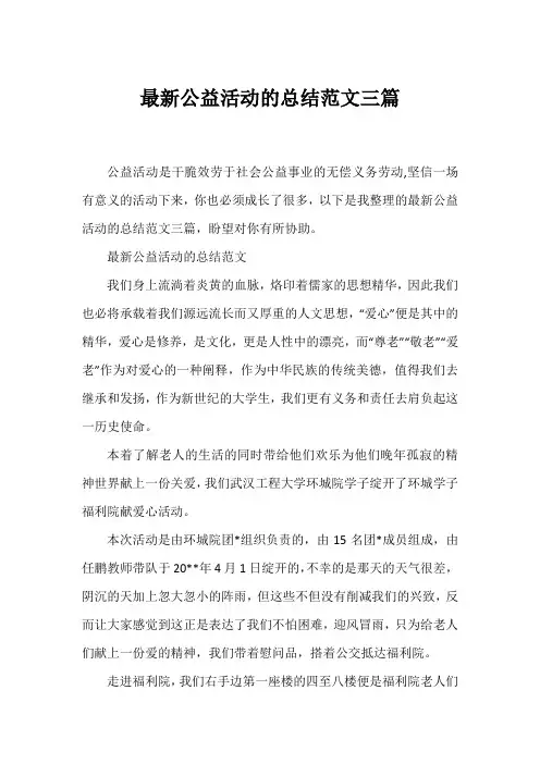 公益活动的总结范文三篇