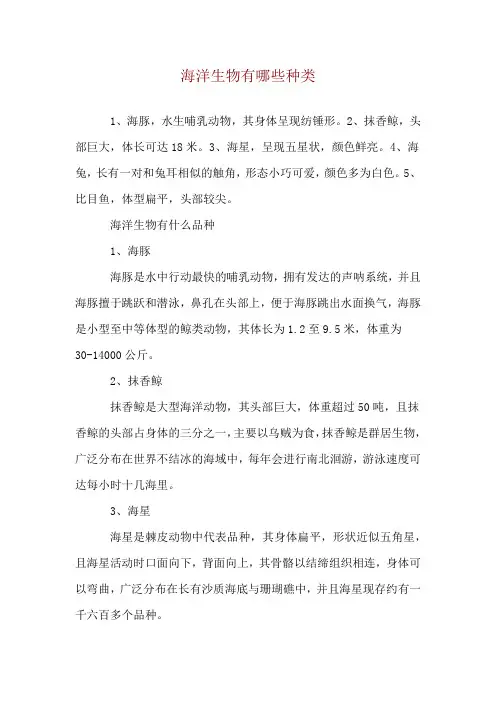 海洋生物有哪些种类
