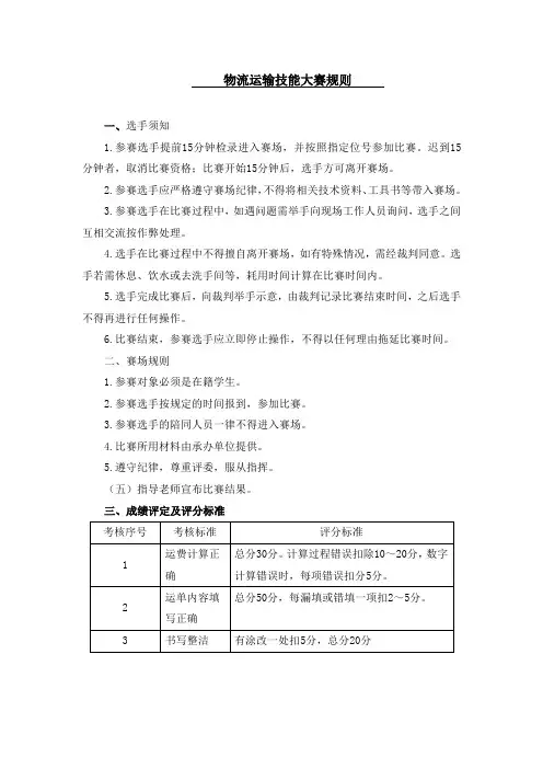 物流技能大赛规则