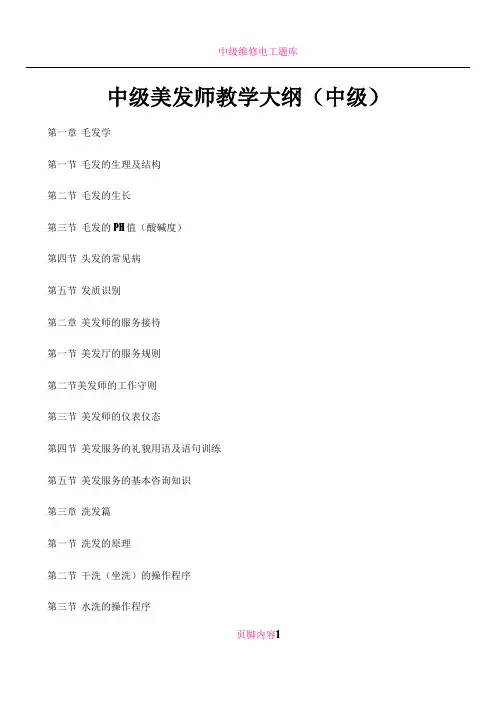 中级美发师教学大纲