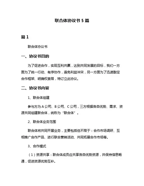 联合体协议书5篇