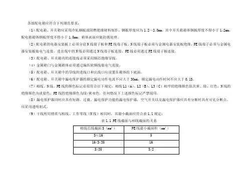 各级配电箱应符合下列规范要求(1)配电箱、开关箱应采用冷轧钢板或