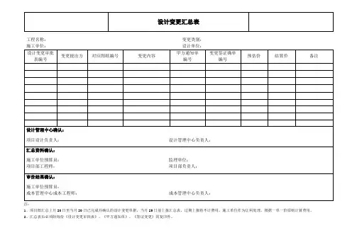 设计变更汇总表