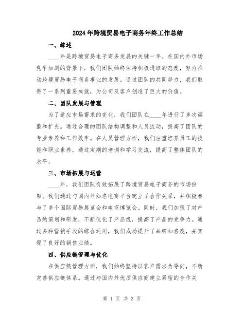 2024年跨境贸易电子商务年终工作总结
