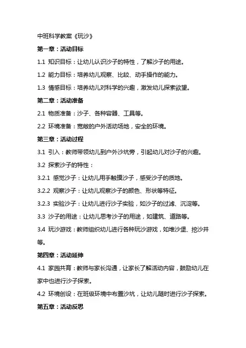 中班科学教案《玩沙》