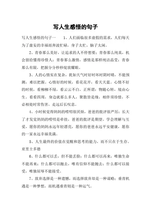 写人生感悟的句子_生命本是场漂泊的远行