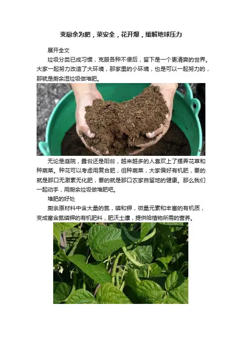 变厨余为肥，菜安全，花开爆，缓解地球压力