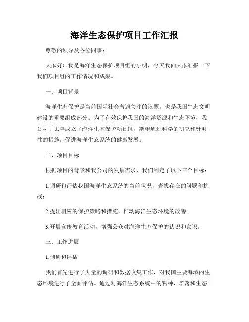 海洋生态保护项目工作汇报