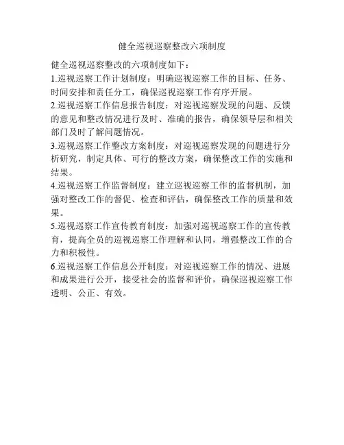 健全巡视巡察整改六项制度