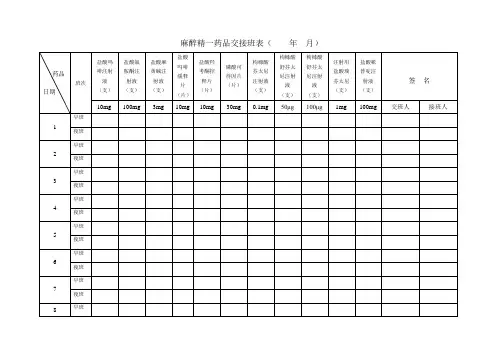 精一麻醉药品交接班表