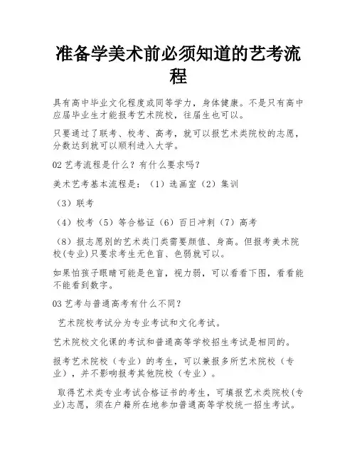 准备学美术前必须知道的艺考流程 