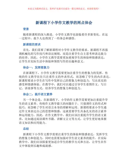 新课程下小学作文教学的两点体会