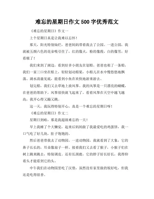 难忘的星期日作文500字优秀范文