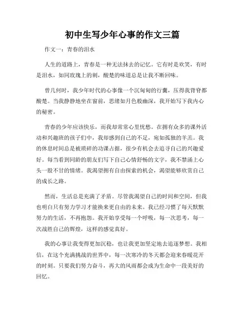 初中生写少年心事的作文三篇