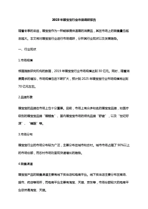 2023年暖宝宝行业市场调研报告