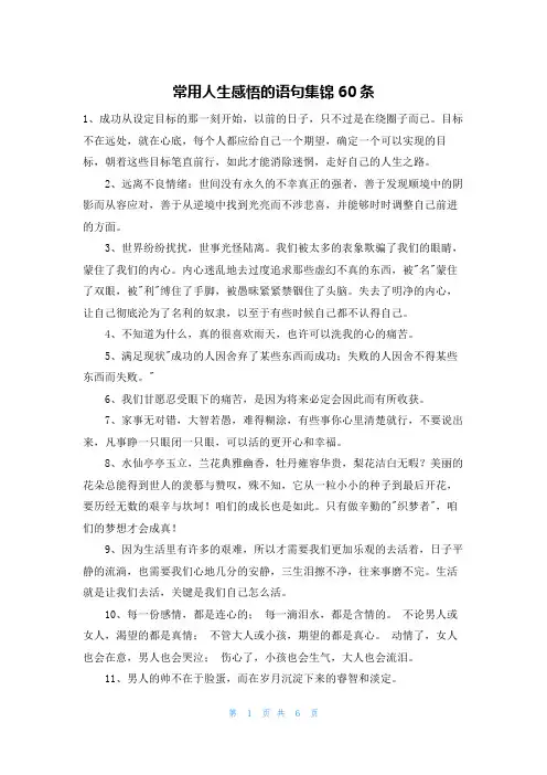 常用人生感悟的语句集锦60条