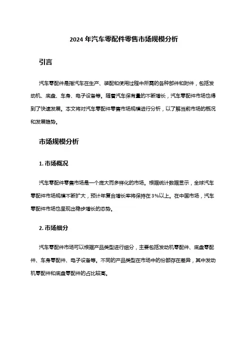 2024年汽车零配件零售市场规模分析