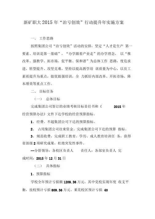 2016治亏创效提升方案讲解
