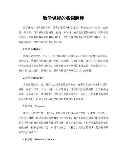 数学课程的名词解释
