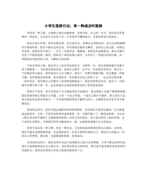 小学生坚持日记：有一种成功叫坚持