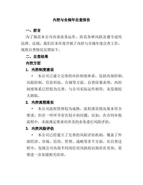 内控与合规年自查报告