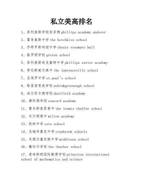 私立美高排名