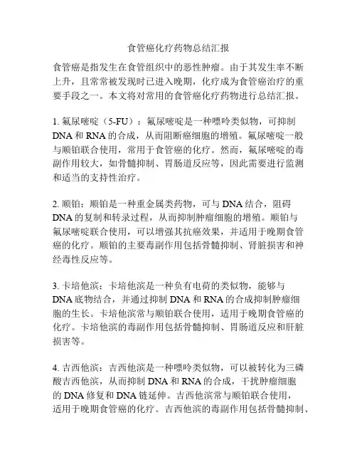 食管癌化疗药物总结汇报