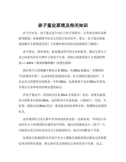 亲子鉴定原理及相关知识