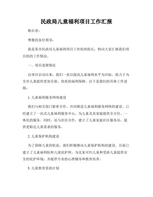 民政局儿童福利项目工作汇报