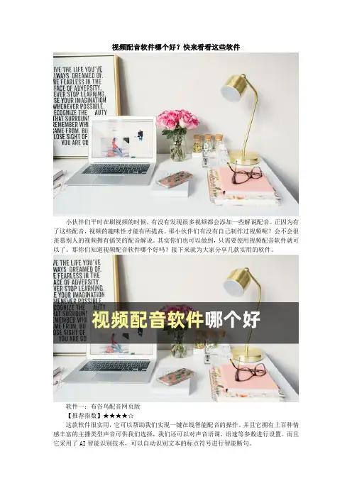 视频配音软件哪个好？快来看看这些软件