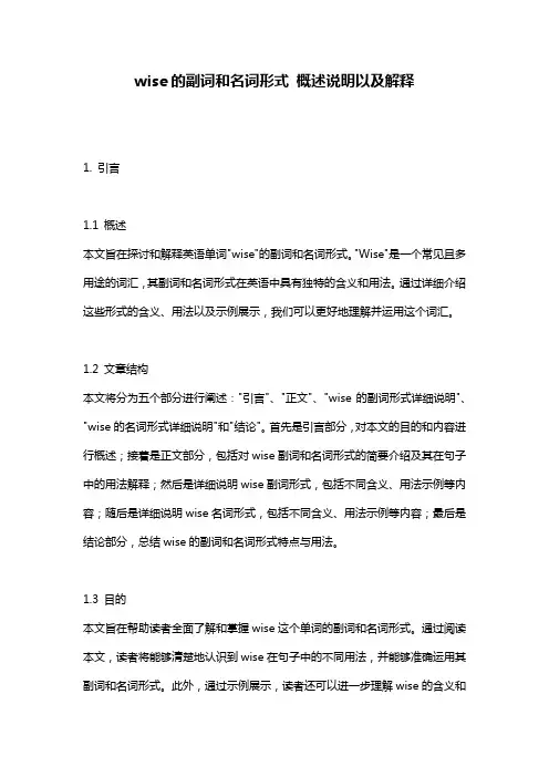 wise的副词和名词形式_概述说明以及解释