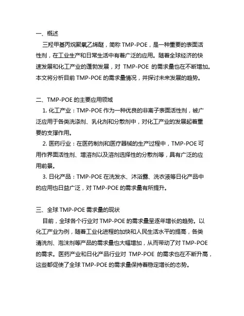 三羟甲基丙烷聚氧乙烯醚 需求量