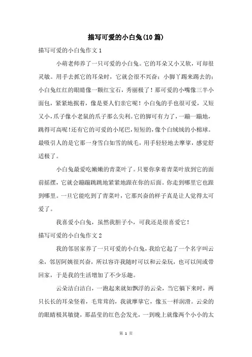 描写可爱的小白兔(10篇)