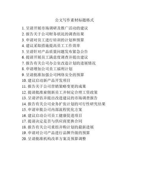 公文写作素材标题格式