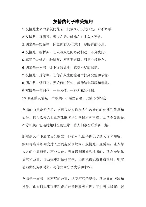 友情的句子唯美短句