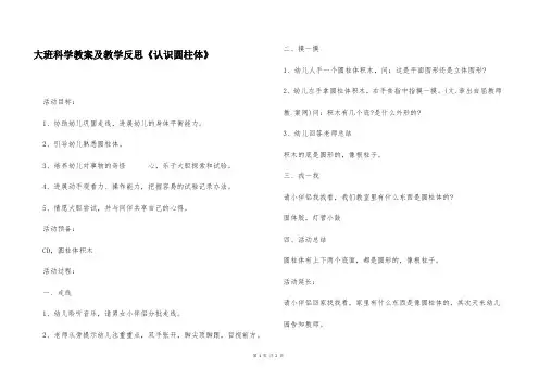 大班科学教案及教学反思《认识圆柱体》