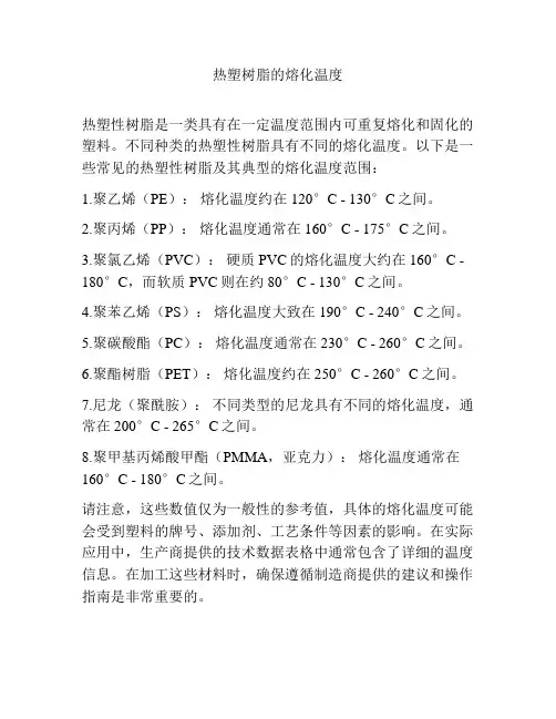 热塑树脂的熔化温度