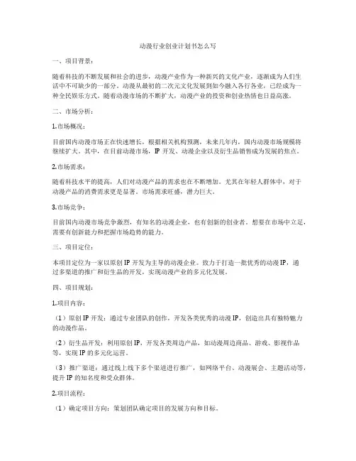 动漫行业创业计划书怎么写