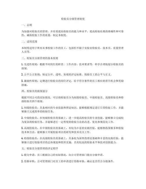 检验员分级管理制度