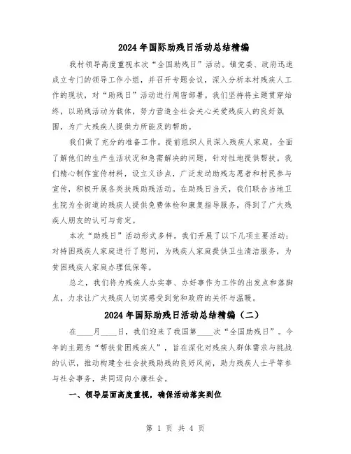 2024年国际助残日活动总结精编（3篇）