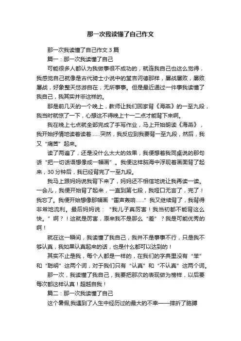 那一次我读懂了自己作文3篇