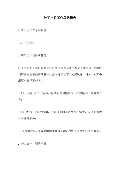 社工小组工作总结报告